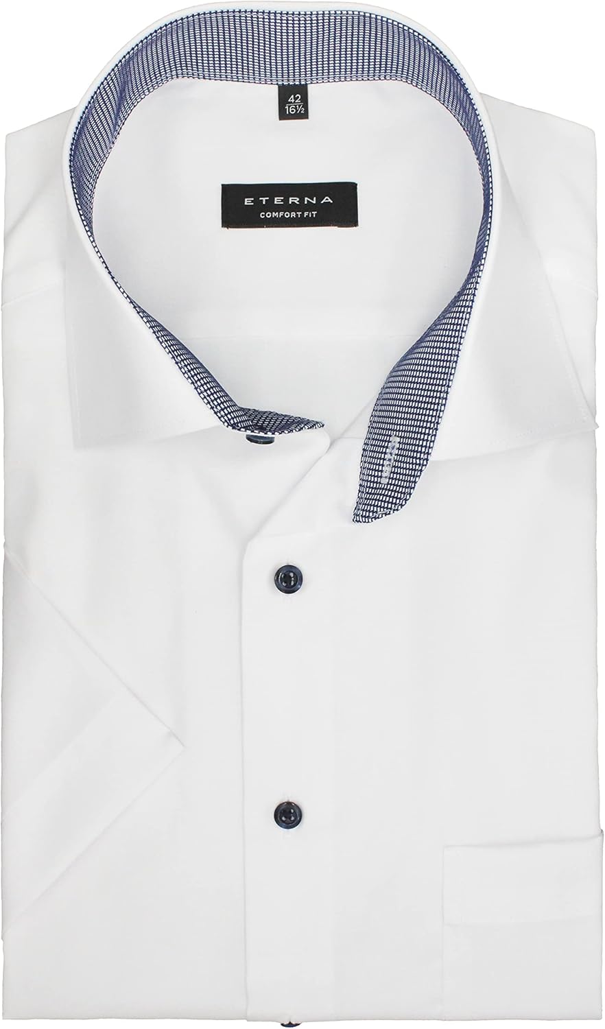 ETERNA Herren Businesshemd Kurzarm Comfort FIT | Uni | Bügelfrei | Kent Kragen 43 Weiss, 43 Weiß
