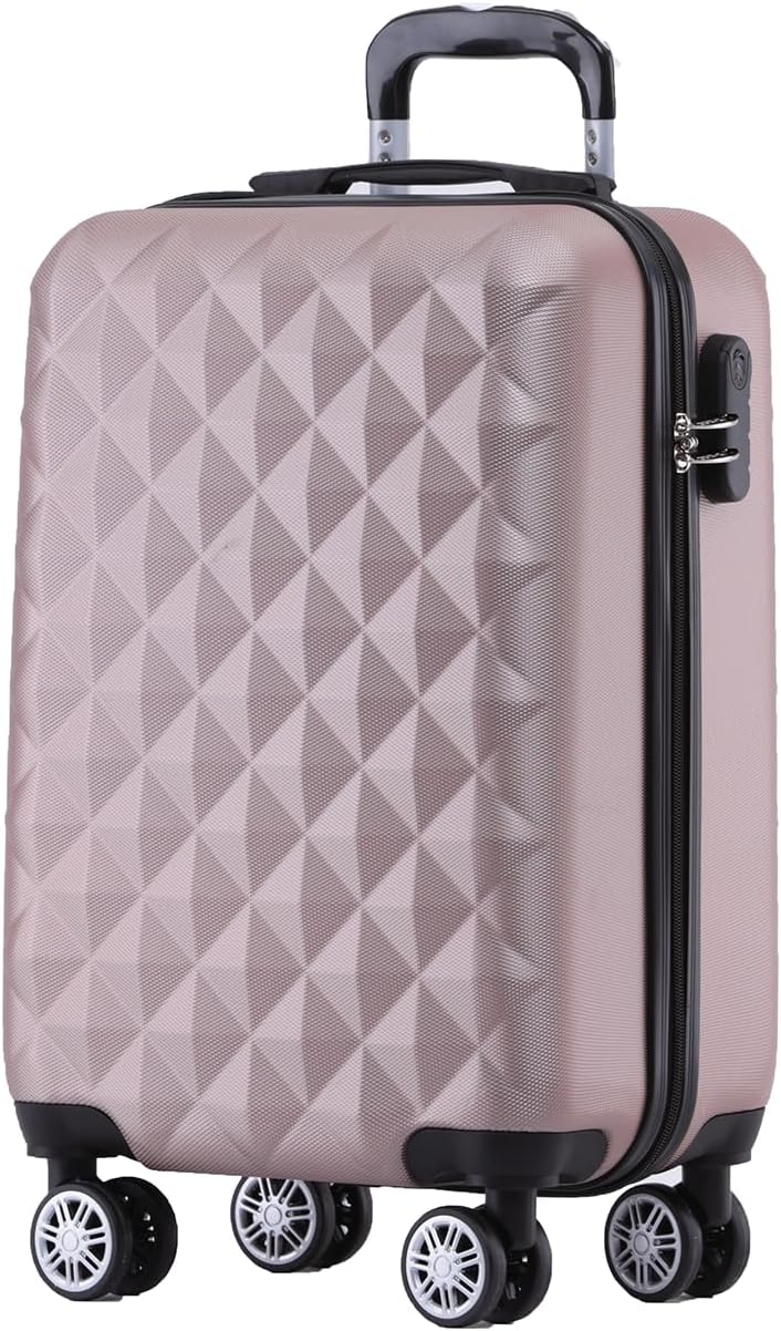 BEIBYE Zwillingsrollen 2066 Hartschale Trolley Koffer Reisekoffer Gepäck M-L-XL-Set (Rosa Gold, M) R