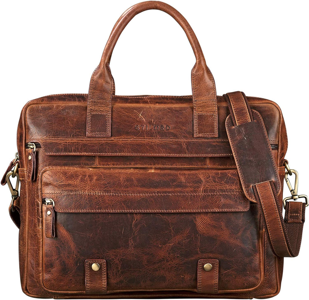 STILORD 'Leander' Umhängetasche Leder Gross Arbeitstasche Aktentasche Business Herren und Damen 15.6