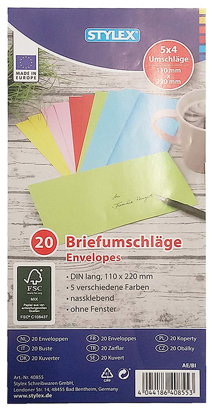 Briefumschläge, farbig, lang, DIN 680 (25), 25