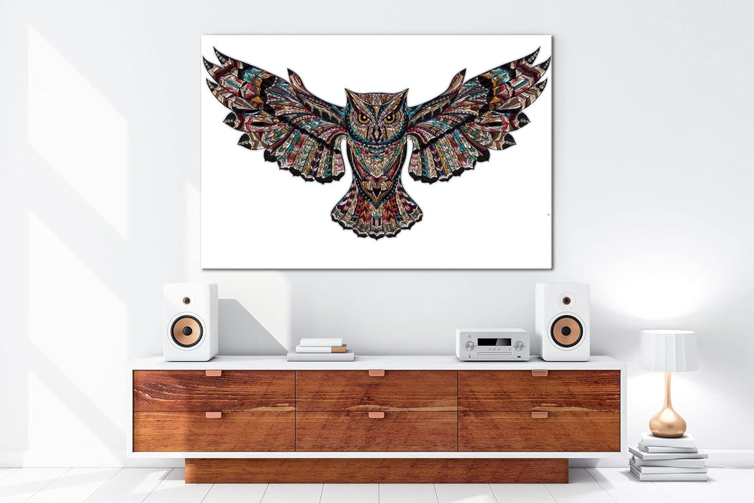 deyoli Mosaik Eule Format:75x50 cm als Leinwandbild, Motiv fertig gerahmt auf Echtholzrahmen, Hochwe