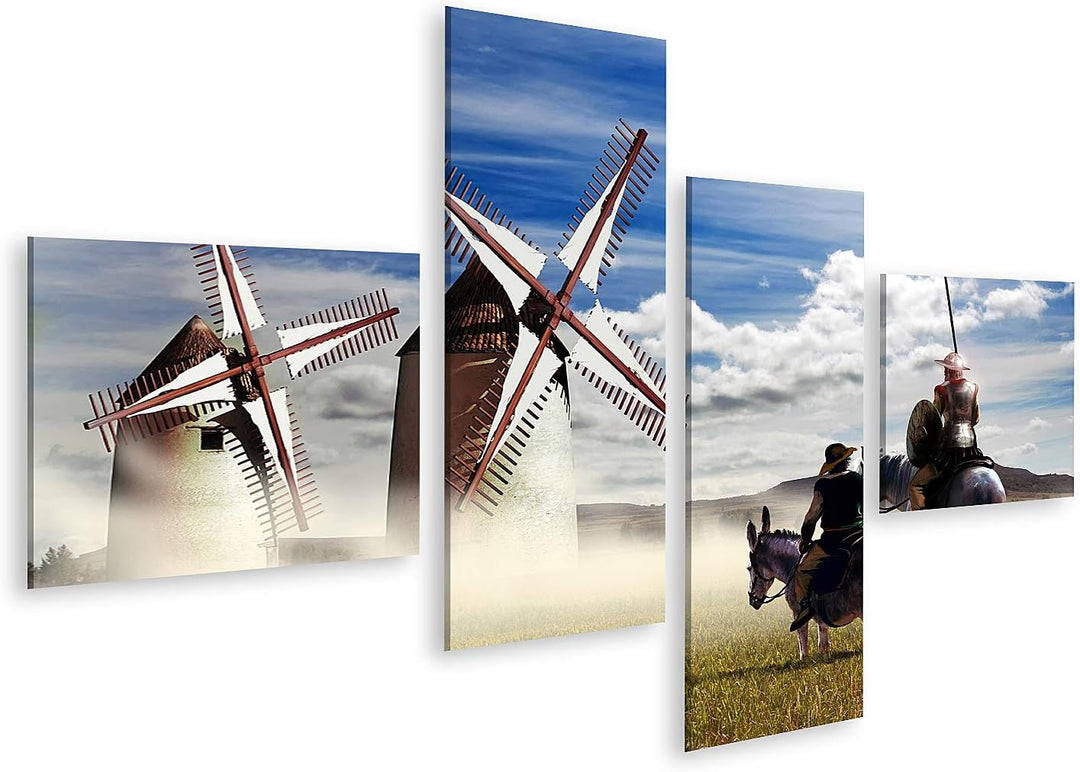 islandburner Bild auf Leinwand Don Quijote Sancho Pansa Bilder Wandbilder Poster Leinwand 150x80cm -