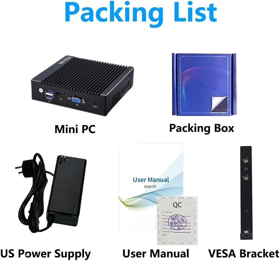 Sharevdi Lüfterloser Firewall Micro Appliance,Intel N3700 4 Cores/4 Threads, 4 Intel 2.5 GbE i225 Gi