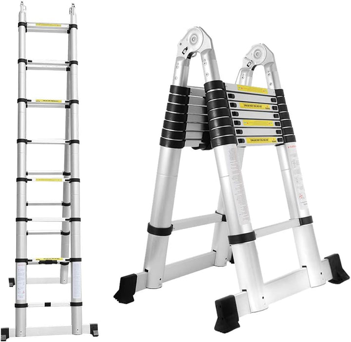 Randaco 5M Teleskopleiter Klappleiter Aluminium, Mehrzweckleiter Teleskopleiter Ausziehbar Leiter Kl