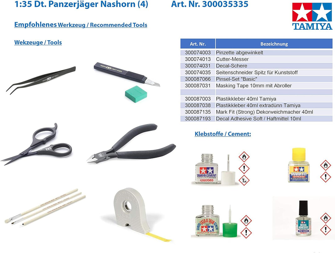 Tamiya 35335 1:35 Deutscher Panzerjäger Nashorn (4), Modellbausatz,Plastikbausatz, Bausatz zum Zusam