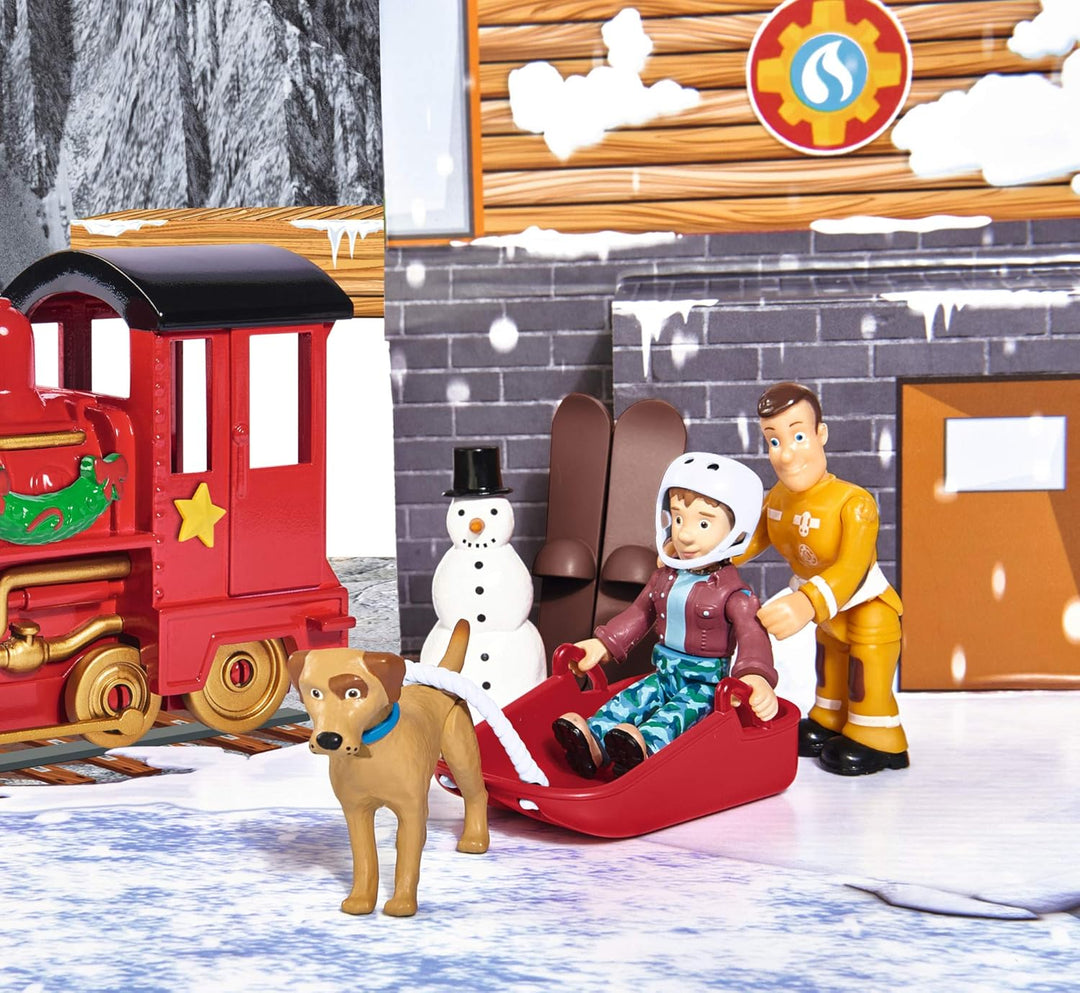 Simba 109251037 - Feuerwehrmann Sam Adventskalen/ Mit grosser Spielszenerie / Mit Weihnachtsgeschich