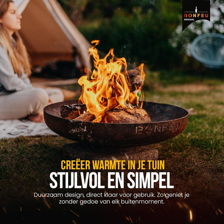 BonFeu BonBowl Plus Feuerschale 80cm - Feuerschalen für den Garten - Feuerstelle Outdoor - Feuerscha