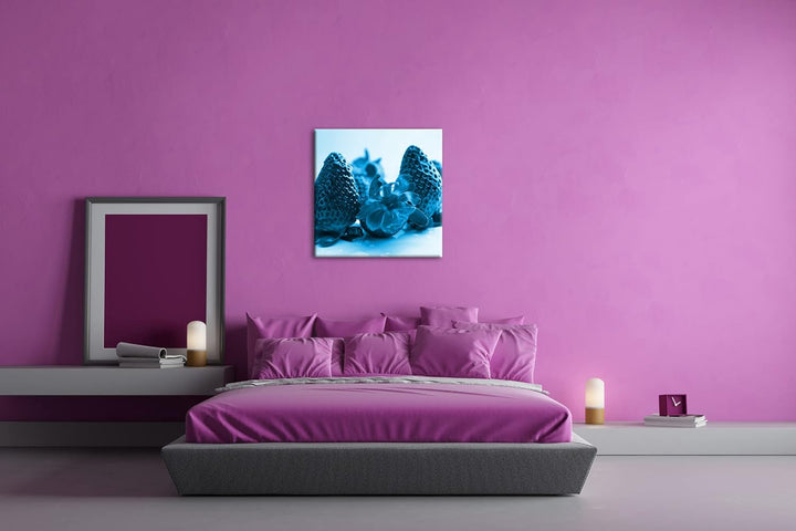 deyoli Knallrote Erdbeeren Format: 70x70 Effekt: Zeichnung als Leinwandbild, Motiv auf Echtholzrahme