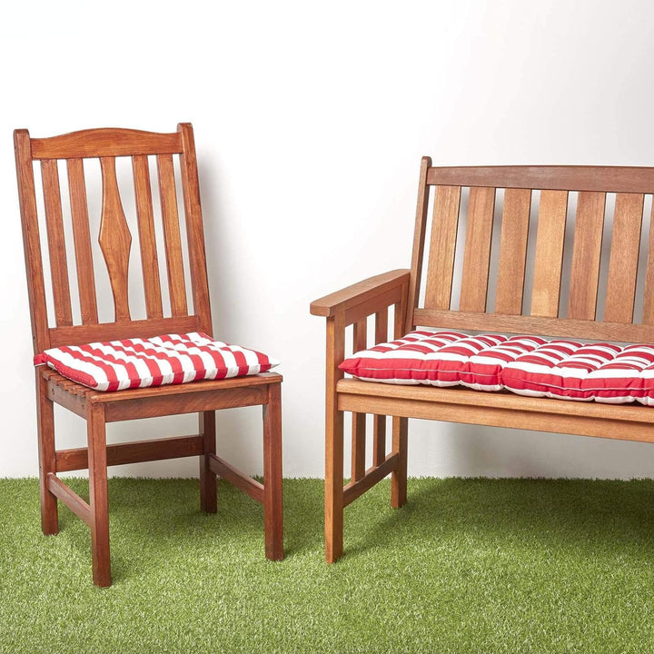 Homescapes gestreifte Bankauflage, rot, Sitzkissen für Bänke und Gartenbänke mit Bezug aus 100% Baum