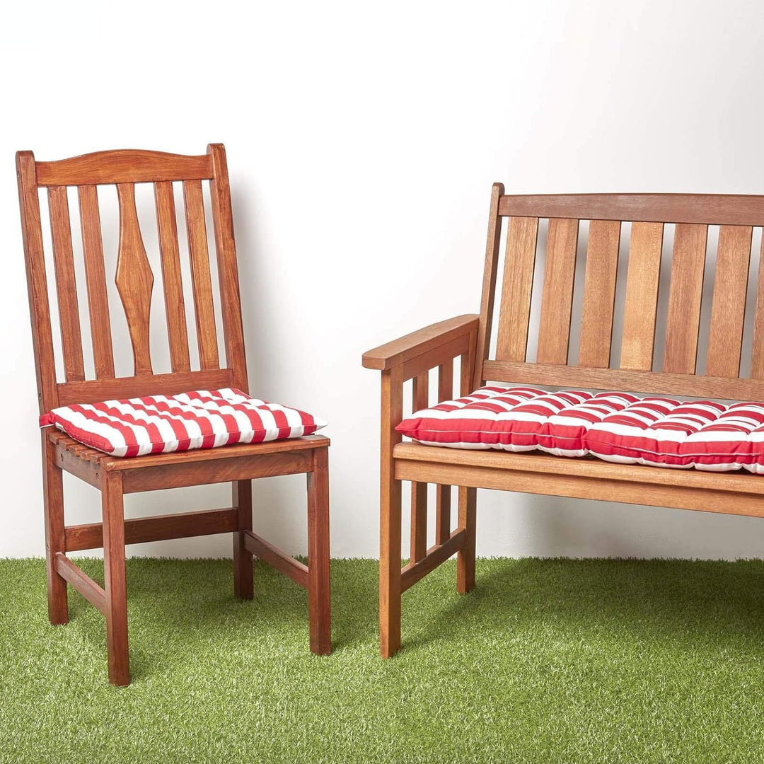 Homescapes gestreifte Bankauflage, rot, Sitzkissen für Bänke und Gartenbänke mit Bezug aus 100% Baum