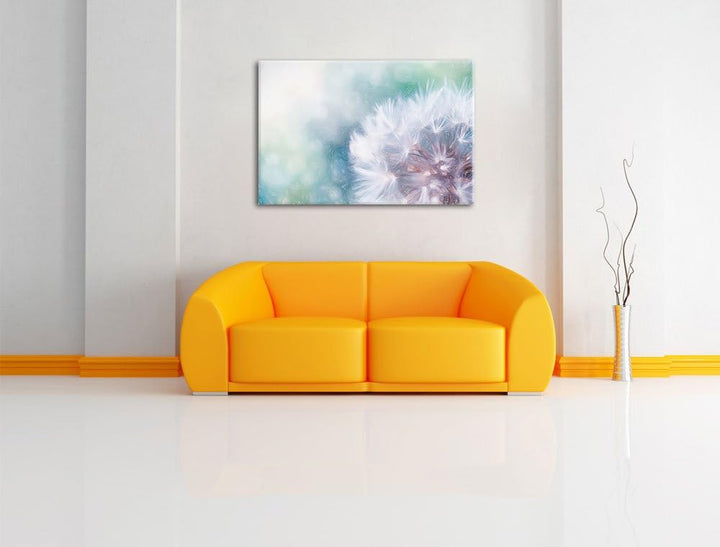 Pixxprint Zauberhafte Pusteblume Bunstift Effekt, Format: 100x70 auf Leinwand, XXL Bilder fertig ger