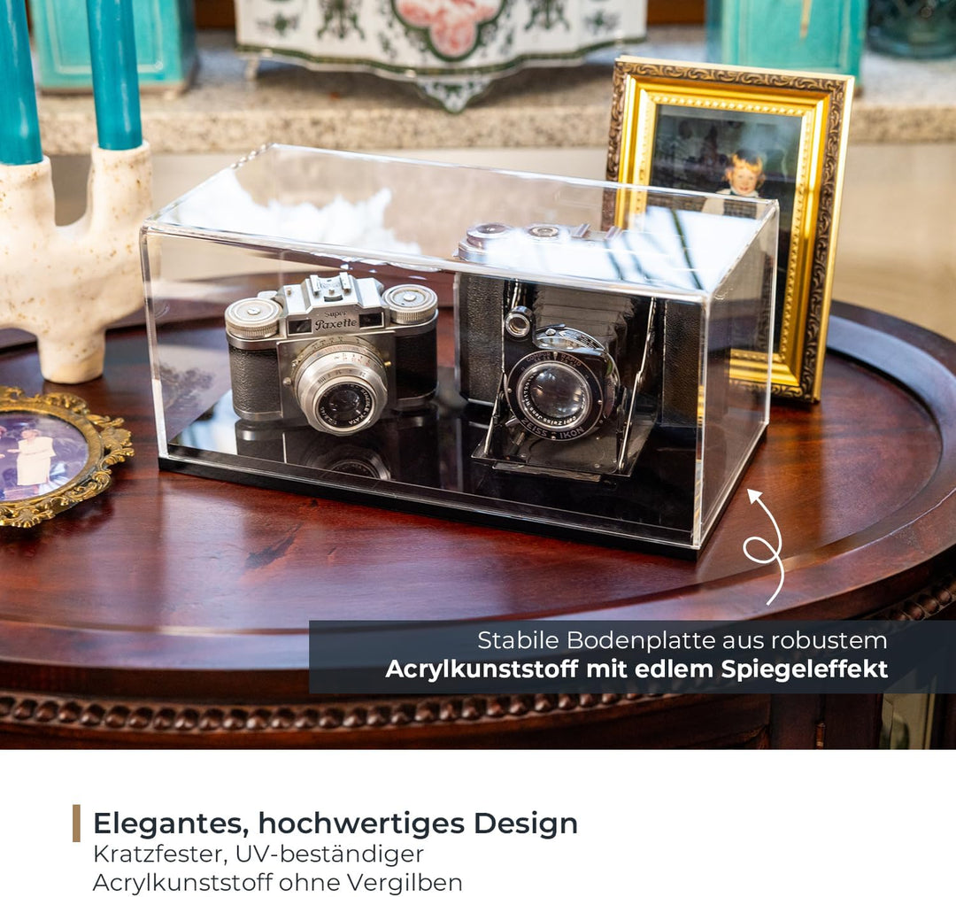 HMF 46812 Acryl Vitrine / Schaukasten für Modellautos, Figuren | 20 x 20 x 38 cm | Transparent 38 cm