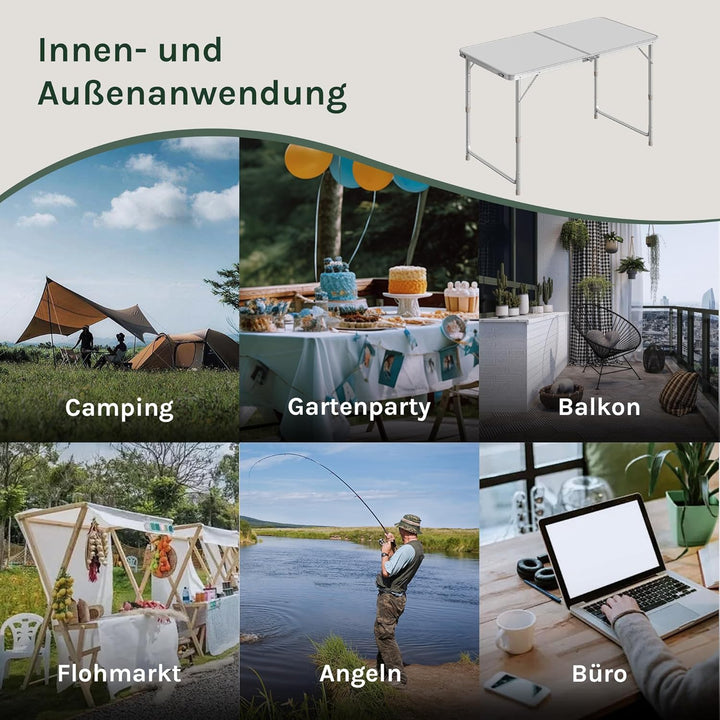 WOLTU Campingtisch Klapptisch Gartentisch Arbeitstisch Balkontisch höhenverstellbar Aluminium MDF Si