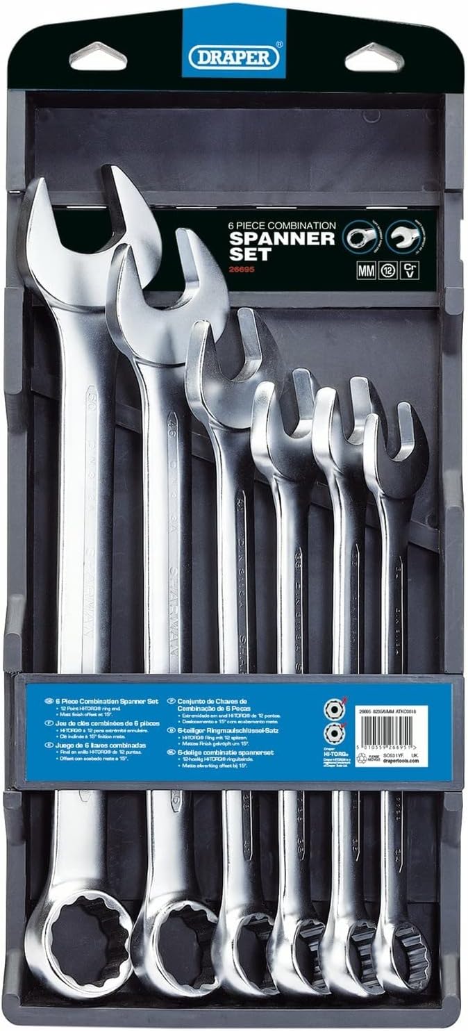 DRAPER 26695 Hi-Torq Metrisches Ringmaulschlüssel-Set (6 Stück) 6 Piece, 6 Piece