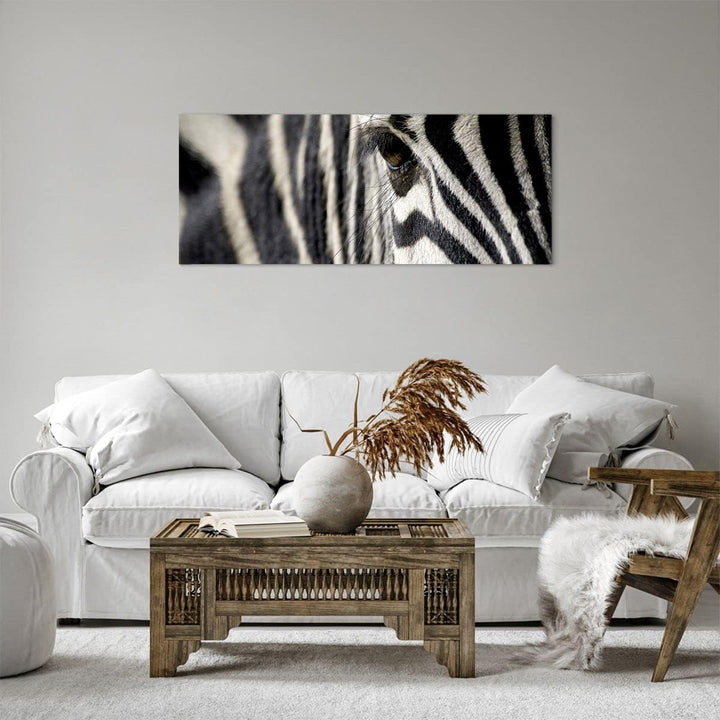 Panorama Bilder auf Leinwand 100x40cm Leinwandbild Zebra Streifen Tierwelt Safari Gross Wanddeko Bil
