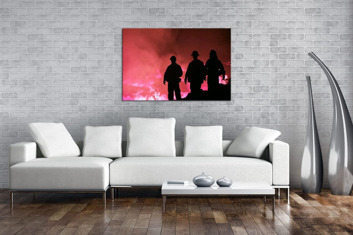 deyoli Lauffeuer Feuerwehr im Einsatz Format: 120x80 als Leinwandbild, Motiv fertig gerahmt auf Echt
