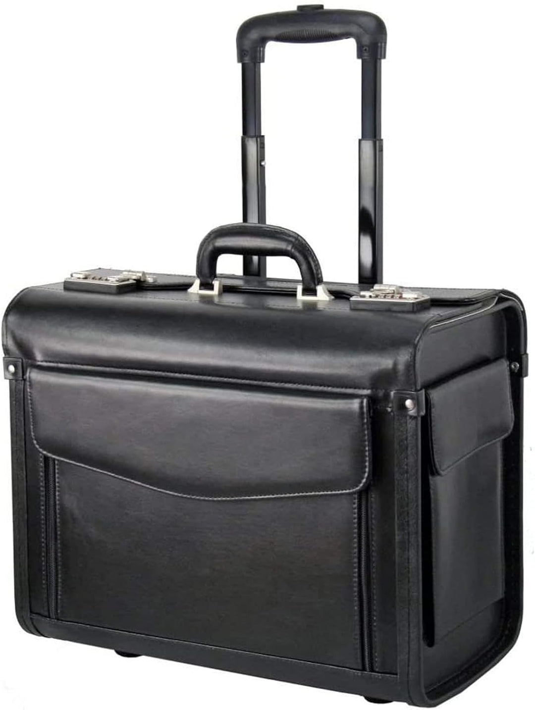 Bowatex Pilotenkoffer Trolley Aktenkoffer Spalt-Leder Schwarz 45 cm