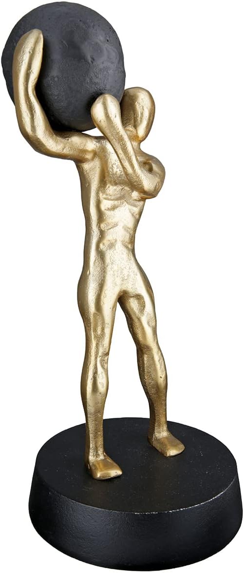 GILDE Deko Figur Skulptur Strong Stark XL - Moderne Kunst und Dekoration aus Kunstharz - Farbe: Gold