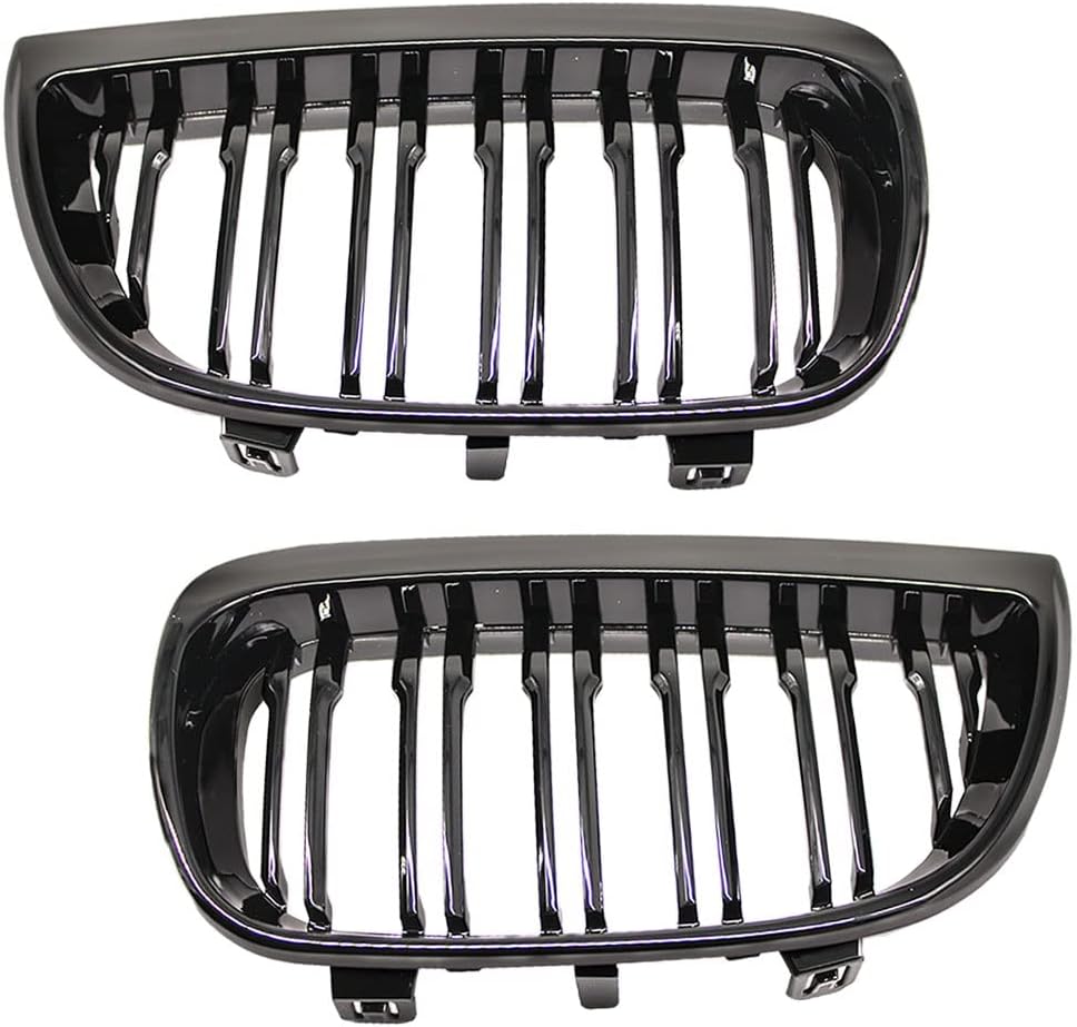HZTWFC Kühlergrill vorne Niere Sportgitter Ersatz glänzend schwarz Doppellamellen für BMW E87 1er 20
