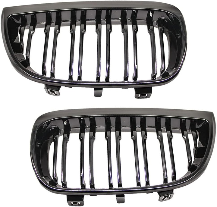 HZTWFC Kühlergrill vorne Niere Sportgitter Ersatz glänzend schwarz Doppellamellen für BMW E87 1er 20