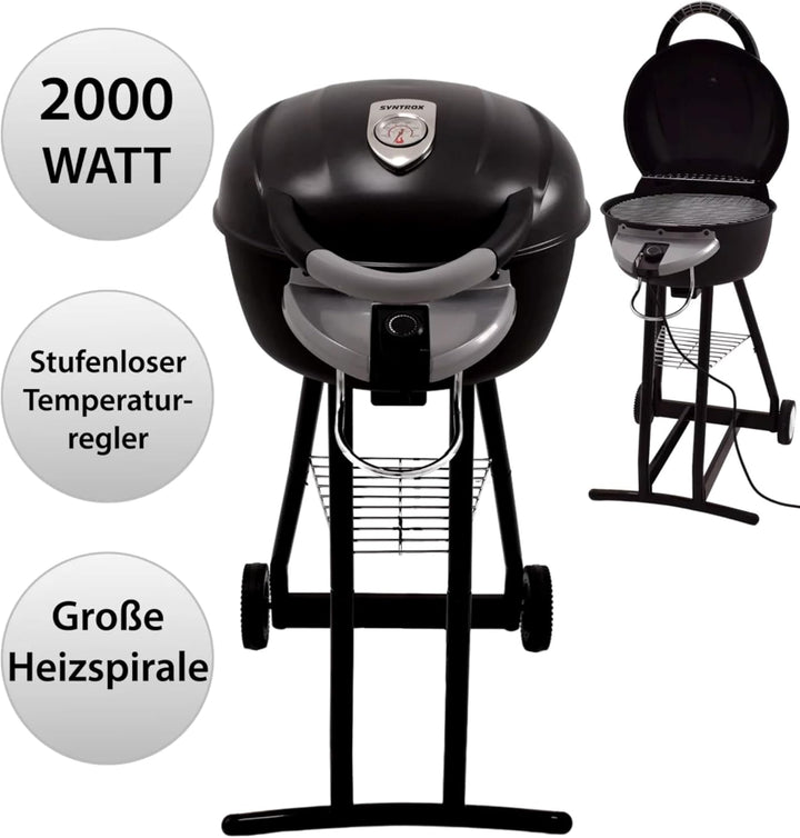 Syntrox Germany Elektrogrill Blumbria, Grillwagen, Überhitzungs- und Trockenschutz, 2000 Watt Leistu