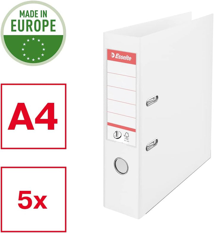 Esselte 162510 5 Stück Aktenordner A4 75 mm weiss