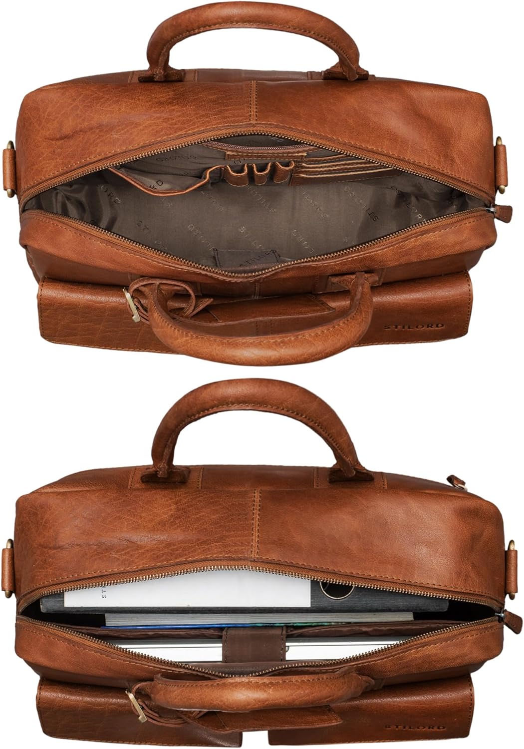 STILORD 'Carlo' Grosse Umhängetasche Leder Lehrertasche Aktentasche Schultertasche Reise Beruf Freiz