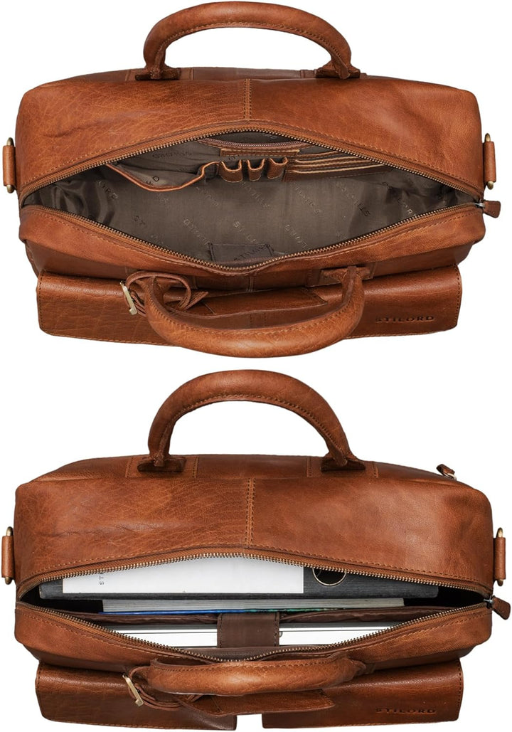STILORD 'Carlo' Grosse Umhängetasche Leder Lehrertasche Aktentasche Schultertasche Reise Beruf Freiz