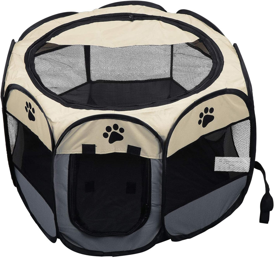 Coolty Tragbarer faltbarer Haustier-Laufstall, 8-Panel-Zwinger, Haustierzelt für Hunde, Katzen, Kani