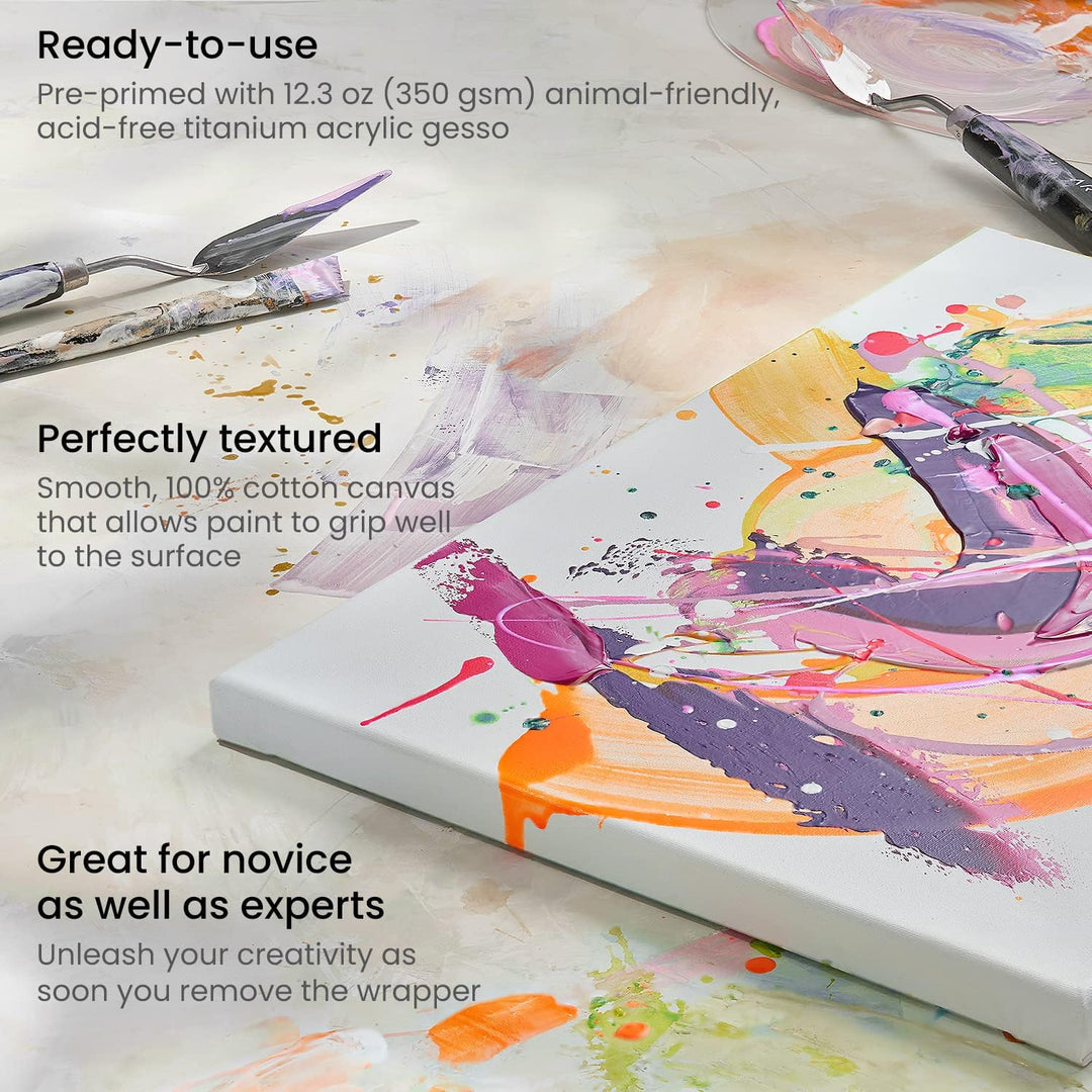 Arteza Premium Leinwand Keilrahmen, 28 x 35.6 cm, 8 bespannte Keilrahmen, 100% Baumwolle grundiert m