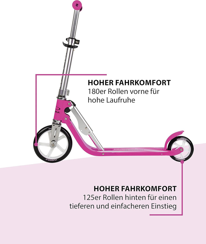 HUDORA Little BigWheel Scooter - Sicherer Aluminium-Roller für Kinder ab 3 Jahren - Höhenverstellbar