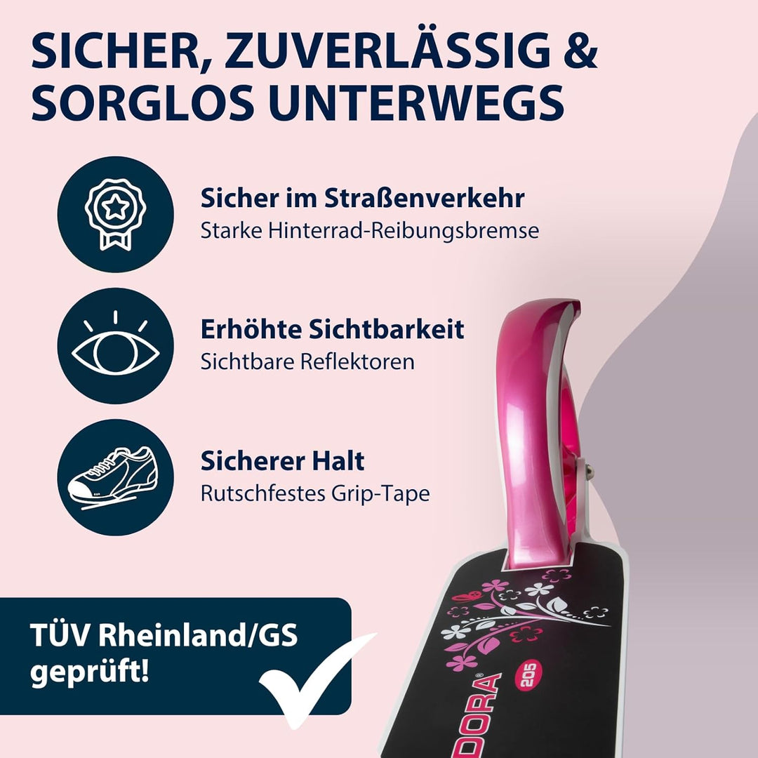 HUDORA BigWheel 205 Scooter - Stabiler Aluminium-Roller - Höhenjustierbarer & zusammenklappbarer Cit