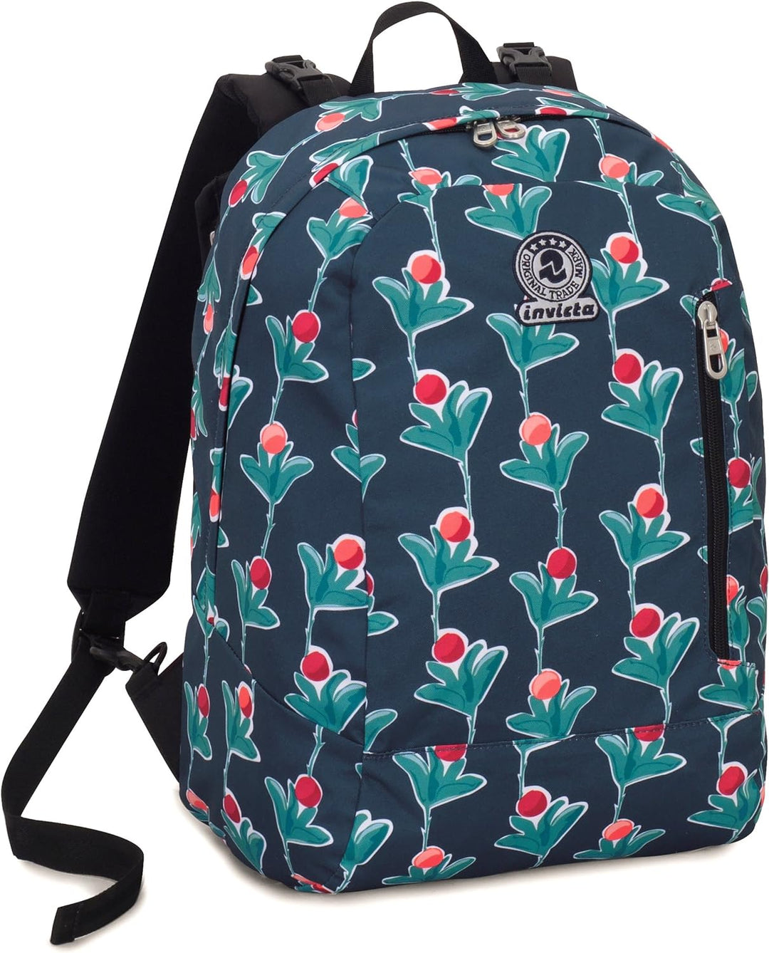 INVICTA RUCKSACK BLUE BERRY, Geräumige Schultasche für Teenager, Mädchen & Jungen, 2 wechselbare Mus