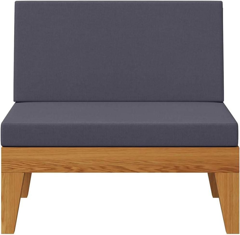 vidaXL Akazienholz Massiv Modular Mittelsofa mit Dunkelgrauen Kissen Gartensofa Sofa Lounge Gartenmö