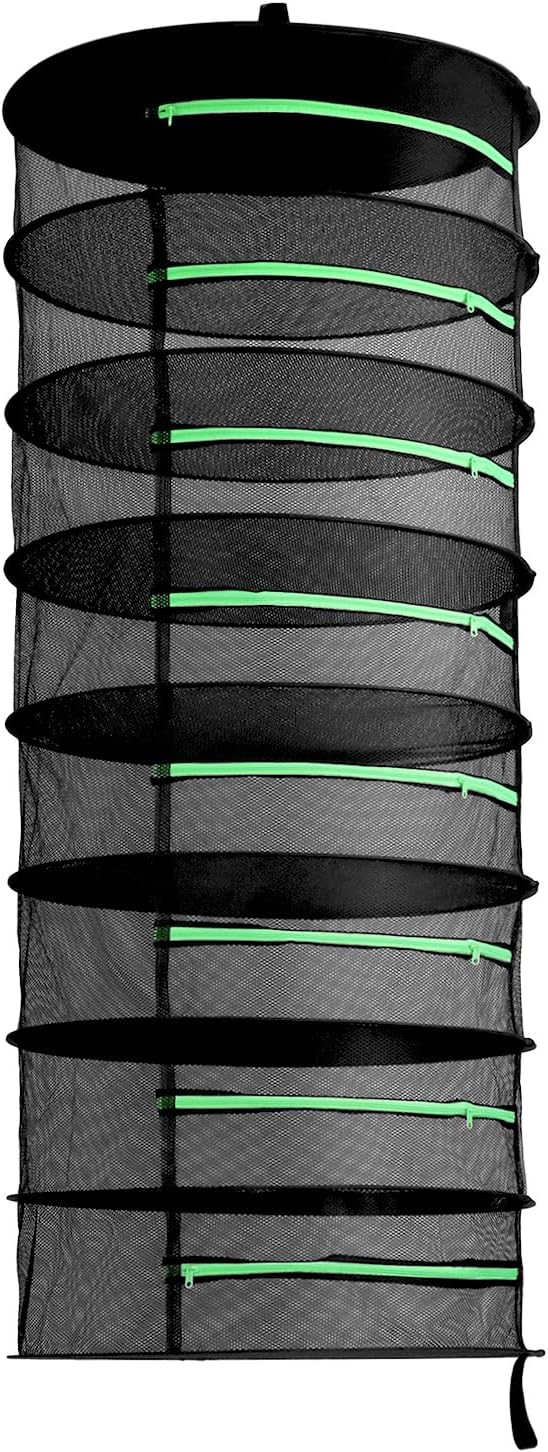 QWORK® Trockennetz, 8-lagiges Mesh-Kräutertrocknerregal, Hängendes Kräuter Trockengestell für Kräute