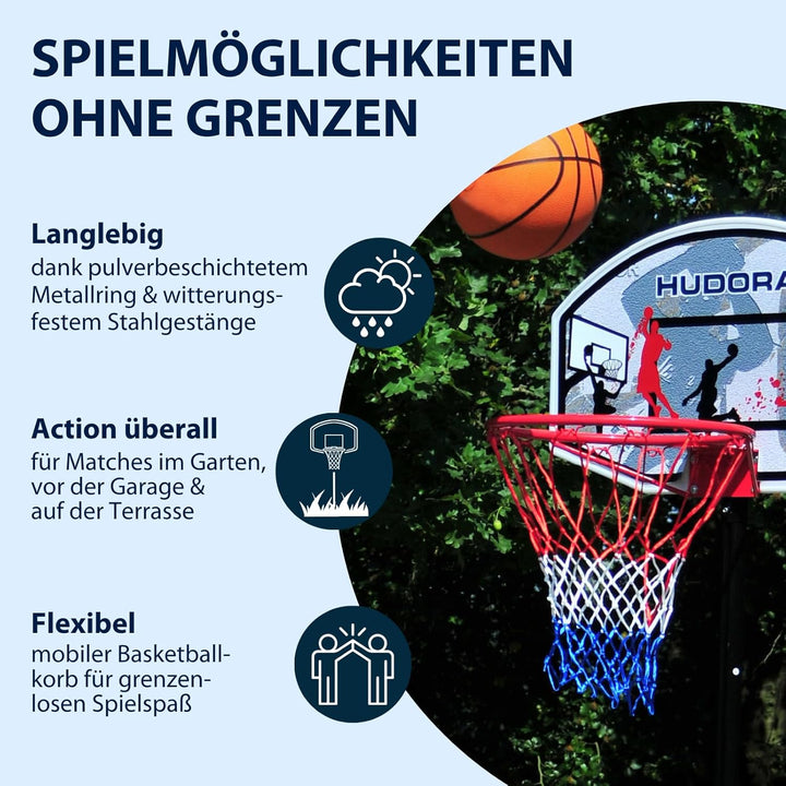 Hudora Basketballständer All Stars Basketball-Ständer, höhenverstellbar165-205cm mit Basketball Outd