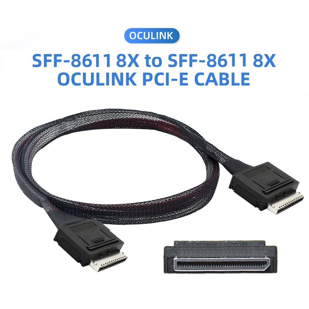 cablecc 50cm OCuLink PCIe PCI-Express SFF-8611 8x 8-Lane zu OCuLink SFF-8611 8x SSD Daten Aktiv Kabe