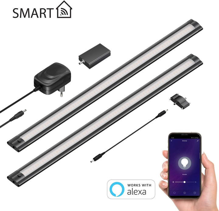 ledscom.de Smarte LED Unterbau-Leuchte SIRIS schwarz matt mit WLAN-Controller flach, Smart-Home, Ale