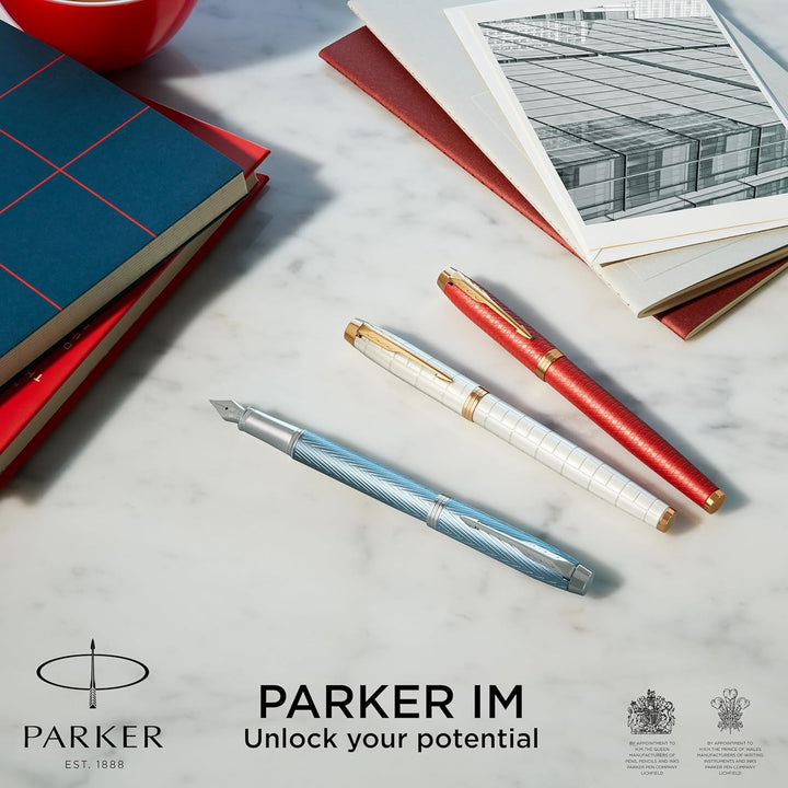 Parker IM Rollerball Tintenroller | Perlfarbene Premium-Lackierung mit goldenen Zierteilen | Feine S