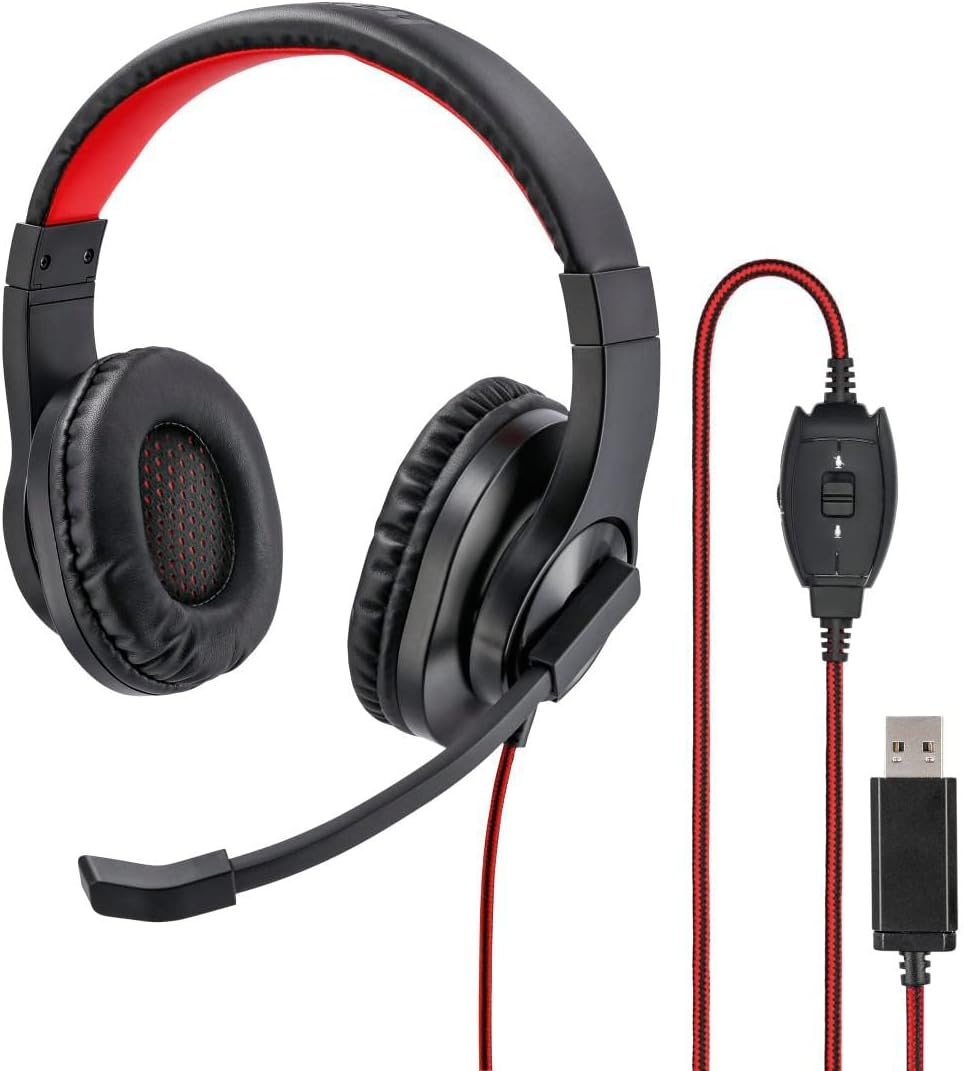 Hama USB Headset, Over Ear Kopfhörer mit Mikrofon (Headset mit Lautstärkenregler und verstellbarem M