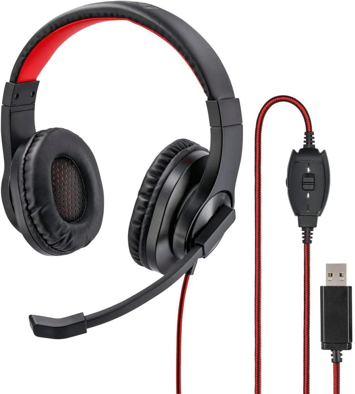 Hama USB Headset, Over Ear Kopfhörer mit Mikrofon (Headset mit Lautstärkenregler und verstellbarem M
