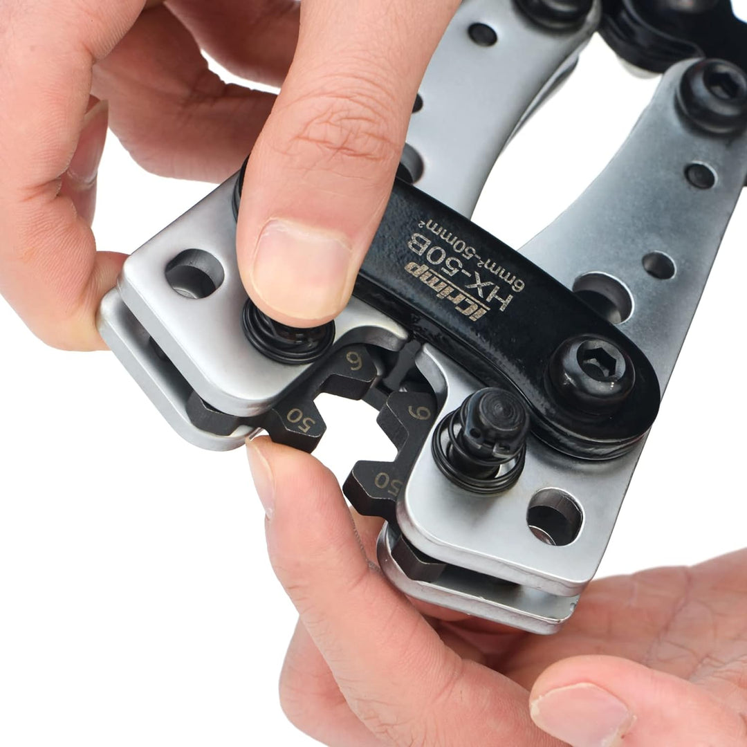 iCrimp Batteriekabelschuh Crimpzange, Kabelschuhzange für robuste Kupferschuhe und Flachstecker, Erd
