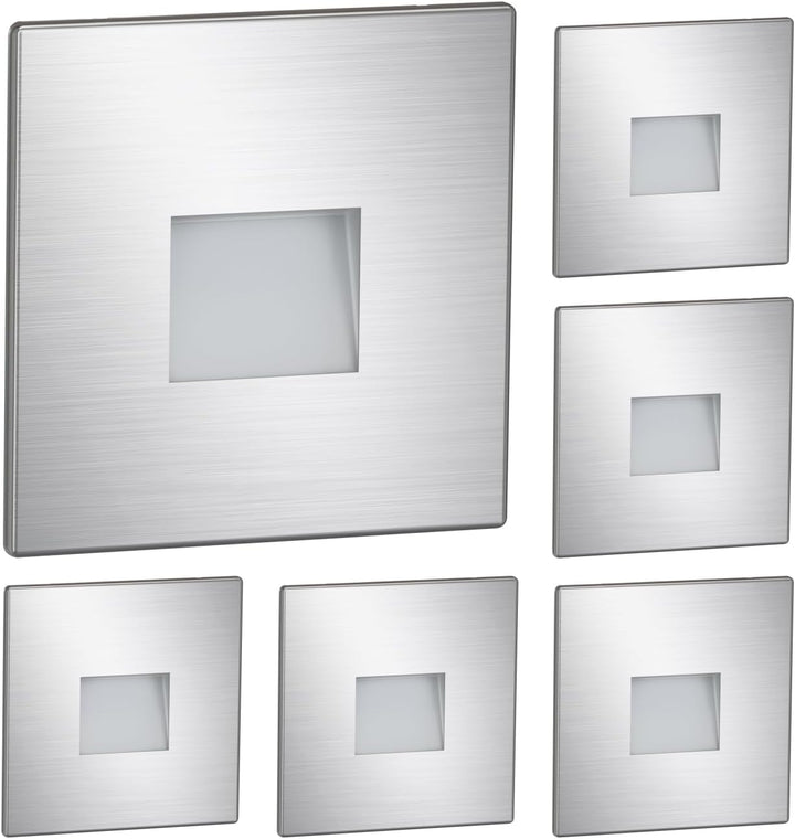ledscom.de LED Treppenlicht/Downunder FOW für innen und aussen, Downlight, eckig, edelstahl, 85 x 85
