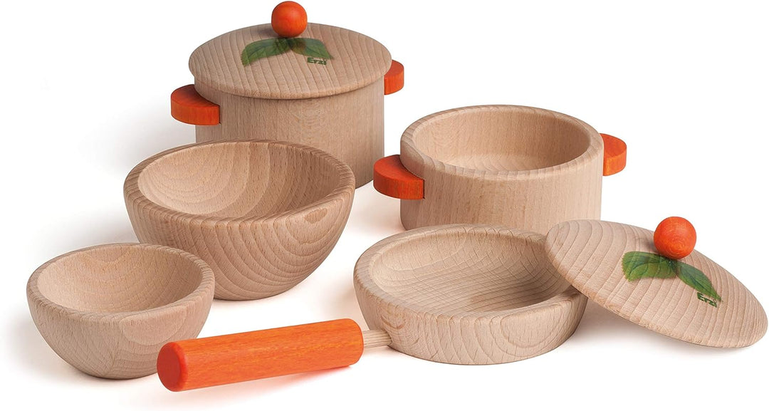 Erzi 10659 Kochset Natur aus Holz, Kinderküche, Kaufladenartikel für Kinder zzzz-s, zzzz-s