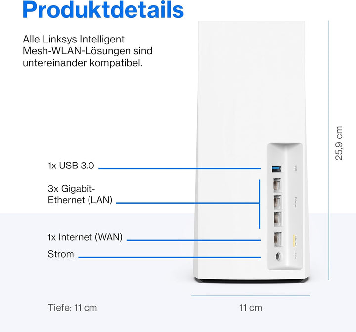 Linksys Velop MX4200 Tri-Band Mesh-WiFi 6-System (AX4200) WLAN-Router, Repeater, Extender mit bis zu