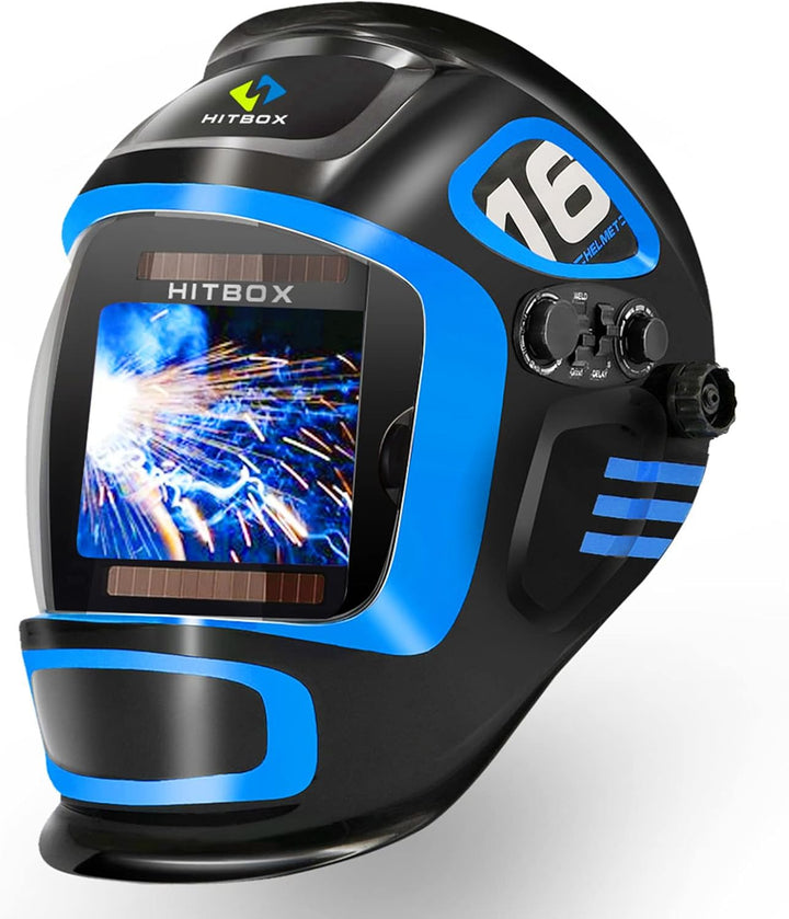 HITBOX Real Color Automatik Schweisshelm, grossem Sichtfeld, automatische Verdunkelung, 4 Sensoren f