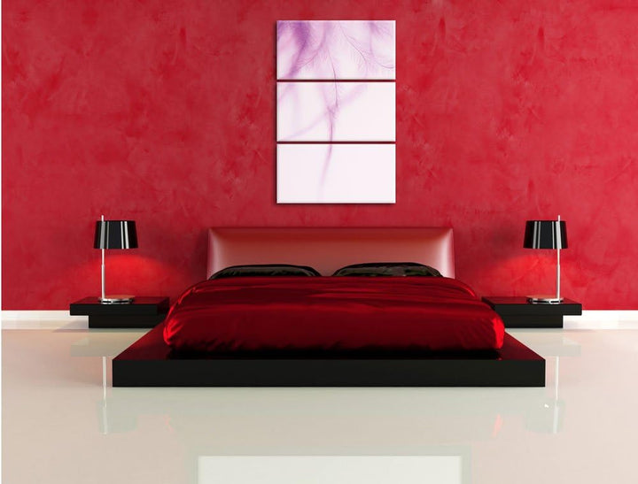 Pixxprint zarte Pinke Federn 3-Teiler Leinwandbild 120x80 Bild auf Leinwand