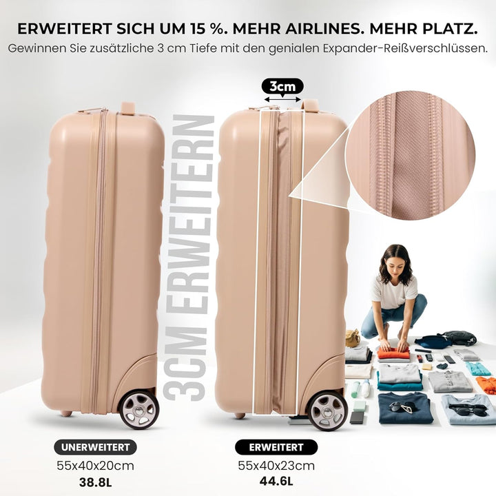 Aerolite 55x40x20cm Lufthansa Eurowings TUI SunExpress Condor Ryanair Priority 2 Rollen Leichter Har