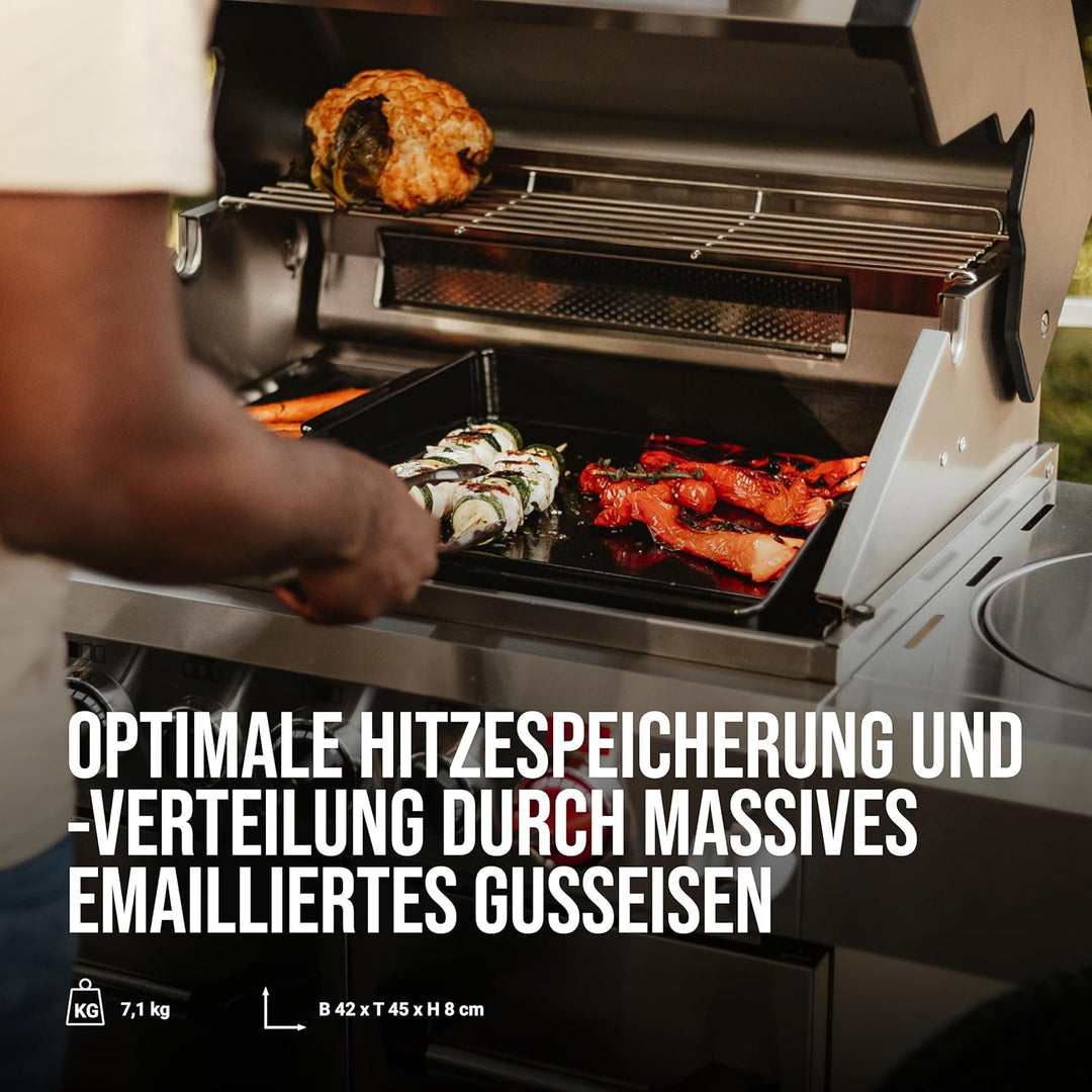 Enders Plancha Grillplatte, aus emailliertem Guss, optimale Hitzespeicherung und -verteilung, integr