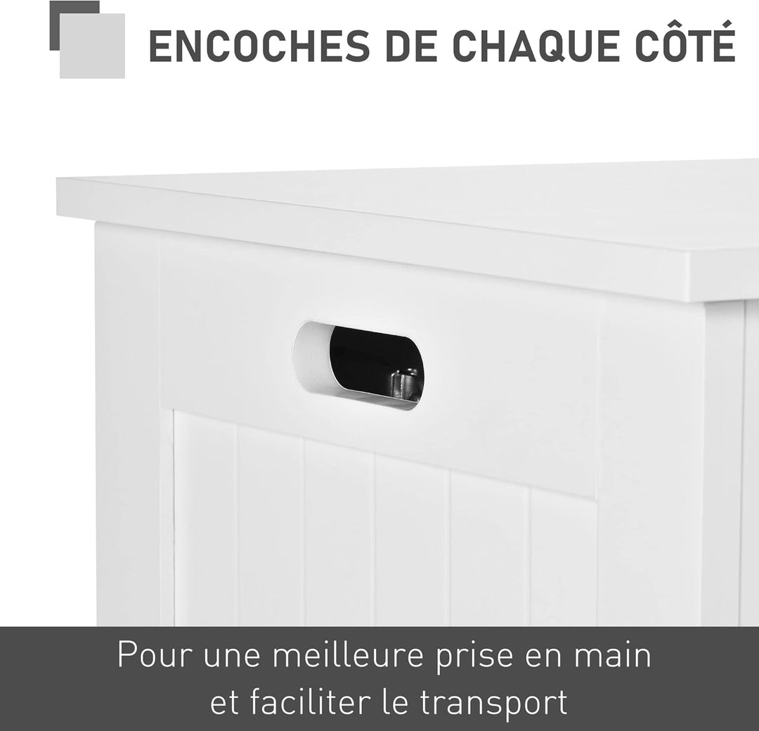 HOMCOM Truhe, Aufbewahrungsbox, Auflagenbox mit Griff, Gerätetruhe mit Deckel, Holzwerkstoff, Weiss,